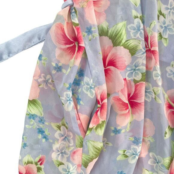 VTG Cabernet Satin Wrap Robe W/ Chemise Nightgown Sz L Floral Silky Romantic - Picture 10 of 14